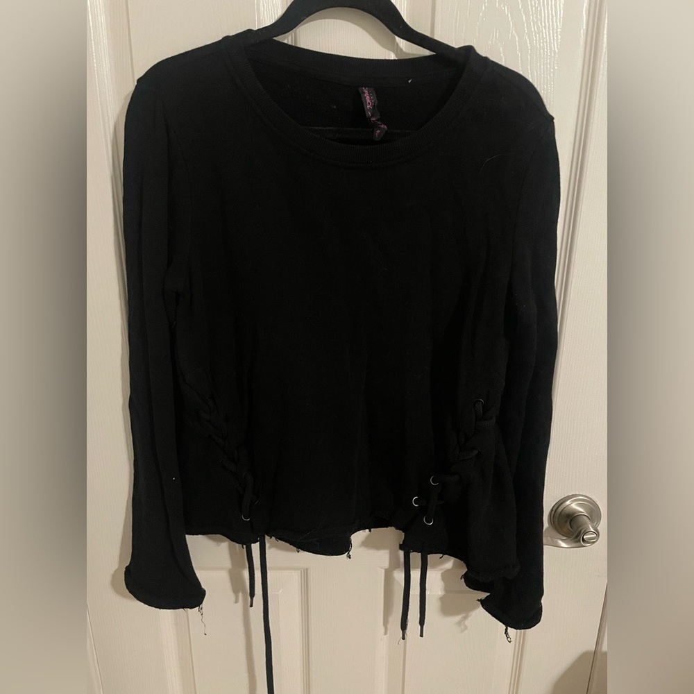 Betsey Johnson Black Crewneck Sweater with Logo Tag on back
